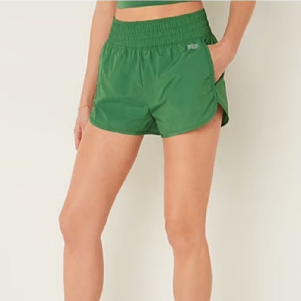 Victoria's Secret PINK Running Shorts Green Size Large High Waisted Lightweight